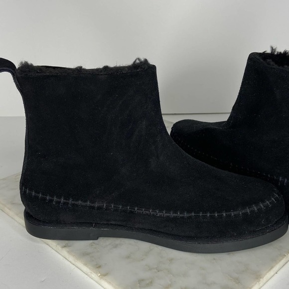 NEW Steve Madden Tommy Bootie Black Suede Shearling Lined Ankle Boots Size 5 - Picture 7 of 12